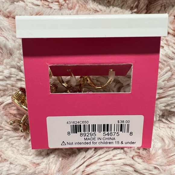 Betsey Johnson Gold Tone Two Tier Cupcake Stand Drop Earrings | NEW - Picture 5 of 6